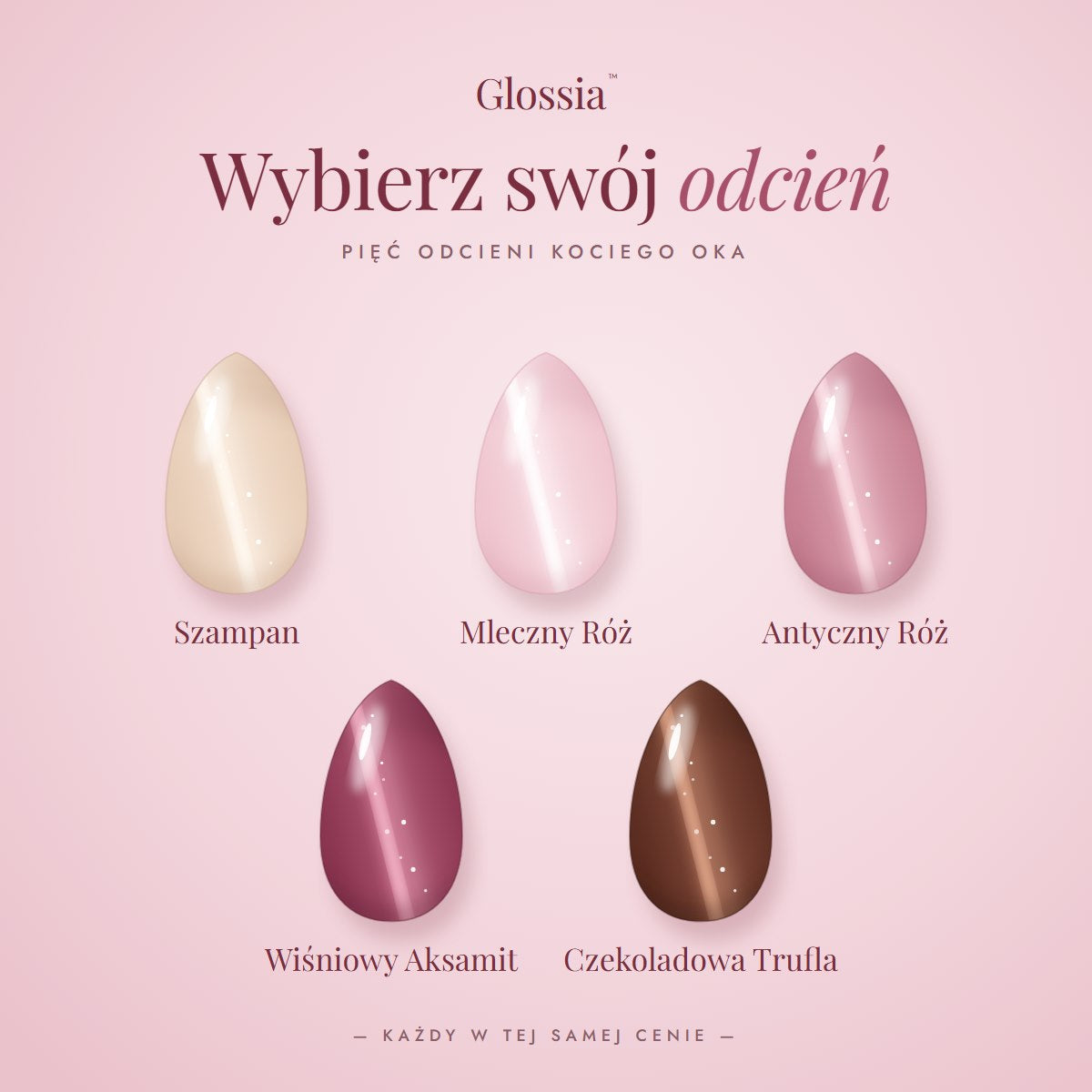 Pięć odcieni kociego oka Glossia